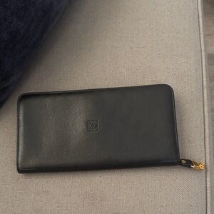 Loewe Black Leather Wallet with Gold Accent